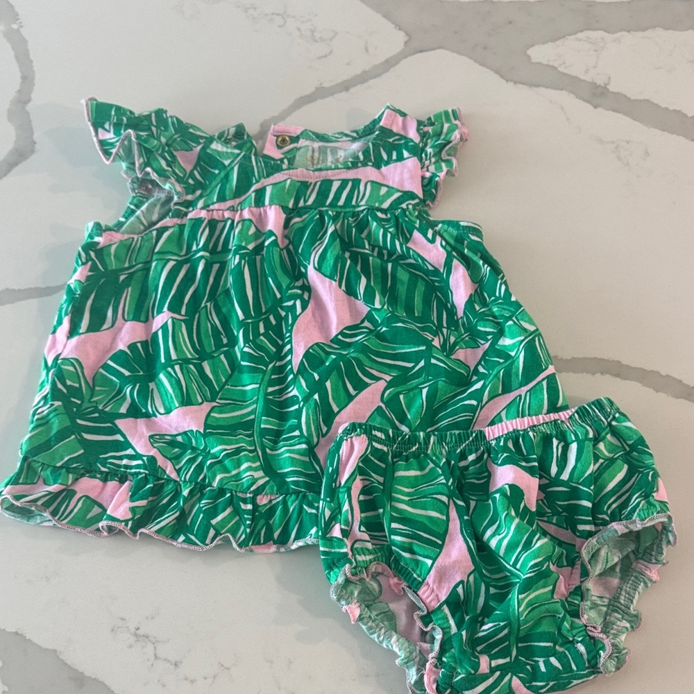 Lilly Pulitzer Tropical Leaf Print Kids Outfit